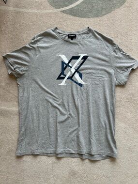 Express Gray Tee with White and Navy Graphic